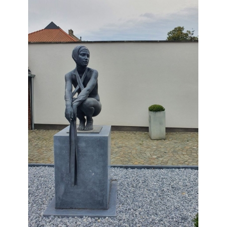 Pedestal belgian bluestone, sanded, mitred, bespoke